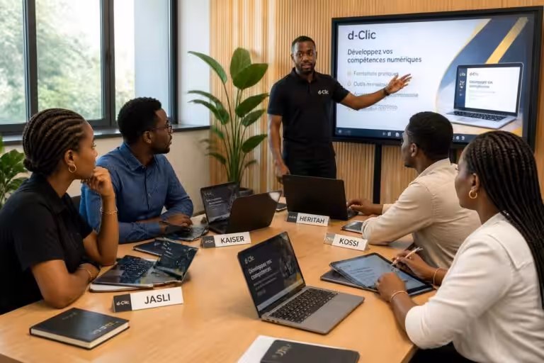 découvrez la formation de jasli, kaiser, heritah et kossi avec d-clic, une expérience enrichissante pour développer leurs compétences et réussir ensemble.